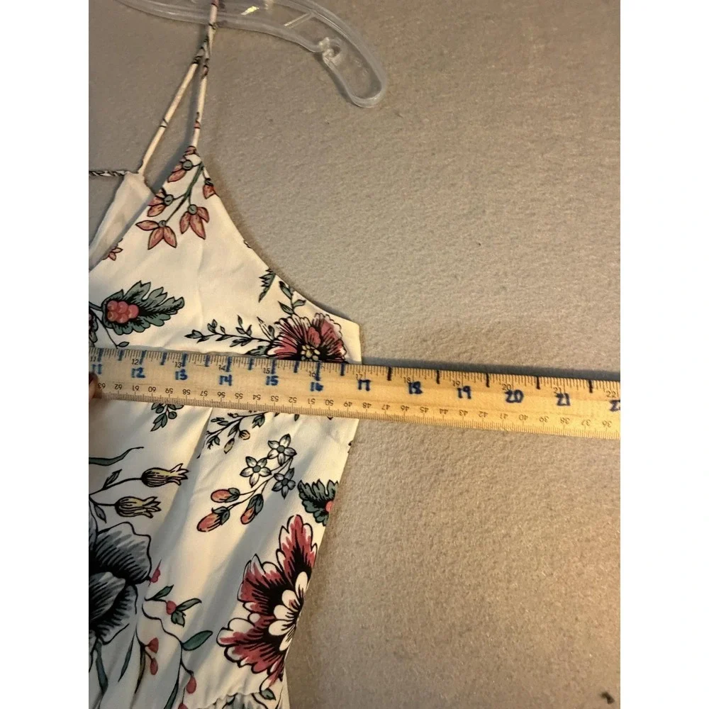 LOFT Dress Womens 2P White Floral V Neck Sleeveless Strappy Maxi Sundress Boho